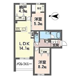 シャーメゾン横浜鶴見 2階2SLDKの間取り