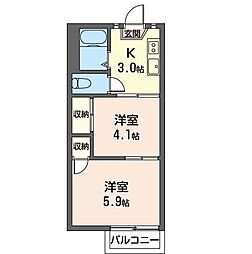 ベルメゾン 2Kの間取図画像
