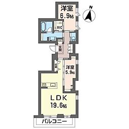 ル・リヤン 2LDKの間取図画像