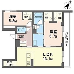ロワテル 2LDKの間取図画像