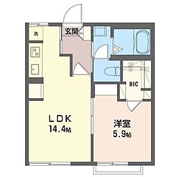 ラプラス露木 1LDKの間取図画像