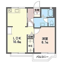 ラ・フォーレ三保 1LDKの間取図画像