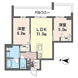 アドミラドール 2LDKの間取図画像