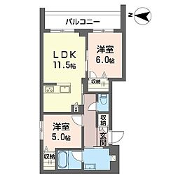 アドミラドール 2LDKの間取図画像