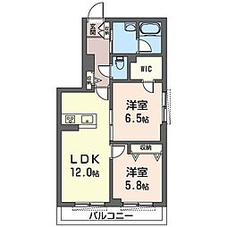 グランシャルム 2LDKの間取図画像