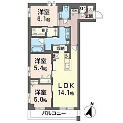 アウトリガー 3LDKの間取図画像