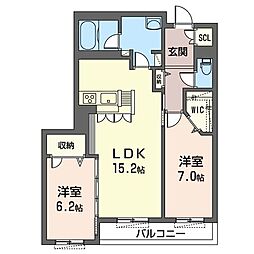Azurたまプラーザ 2LDKの間取図画像