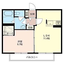 プリムヴェールA 1LDKの間取図画像