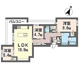 ルクセント 3LDKの間取図画像