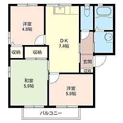 リバーパーク・D 3DKの間取図画像