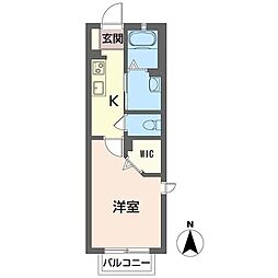 サニーテラスいずみ野B 1Kの間取図画像