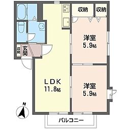 ハイネス関根 2LDKの間取図画像