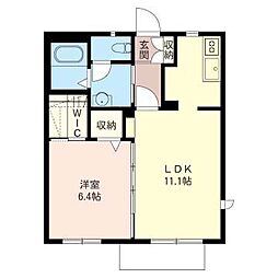 シャーメゾントリア 1LDKの間取図画像