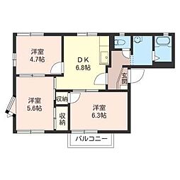 メゾン本郷 3DKの間取図画像