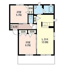 シャルマンB 2LDKの間取図画像