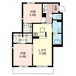 ポルトボヌール 2LDKの間取図画像