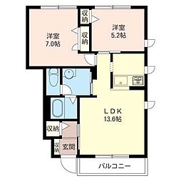 グラン・アーク 1階2LDKの間取り