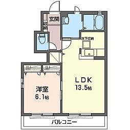 エクセランF 1LDKの間取図画像