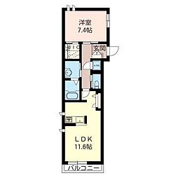 エトワールイースト弐番館 1LDKの間取図画像