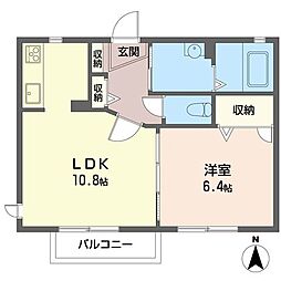 ジュネス錦A 1LDKの間取図画像