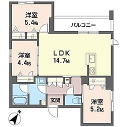 プリエボヌール 00201 2階3LDKの間取り