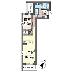 シモン イースト ミソノ 1LDKの間取図画像