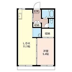 フォーブル20Ａ棟 1階1LDKの間取り