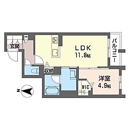 シャーメゾンハウオリ 1LDKの間取図画像