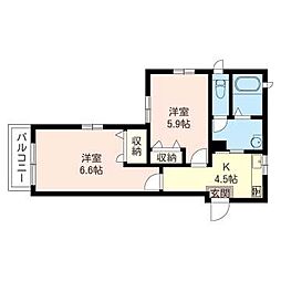 レジデンスハイツ高円寺 2Kの間取図画像