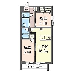クレオール中野 2LDKの間取図画像