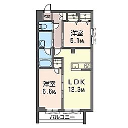 クレオール中野 2LDKの間取図画像