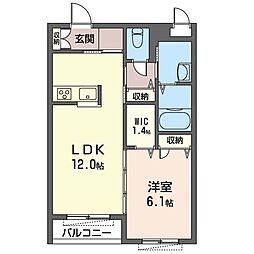 レクレドール阿佐谷 1階1LDKの間取り