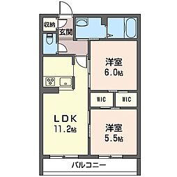 ハイム松風 2LDKの間取図画像