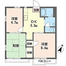 ラプラス　II 2階3DKの間取り