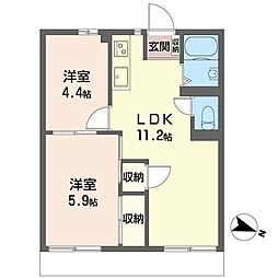グリーンハイムかねこ 2LDKの間取図画像