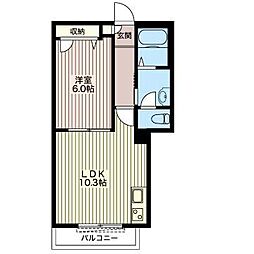 山王・兆 1LDKの間取図画像