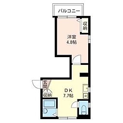 パレスロイヤル 3階1DKの間取り