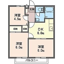 サン　ビレッジ 2階3DKの間取り