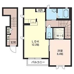 フォレスト・コート　Ａ 2階1LDKの間取り