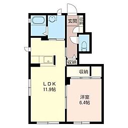 フォレスト・ウィル　Ｂ 1階1LDKの間取り