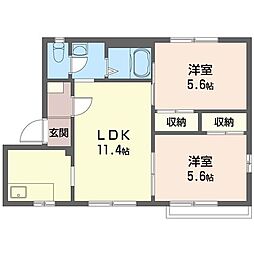イーストヒル2 2LDKの間取図画像