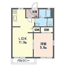 ドミールB 1LDKの間取図画像