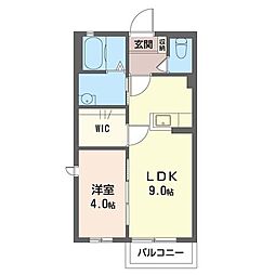 シャーメゾン実咲弐号館 1LDKの間取図画像