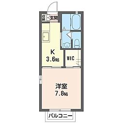 シャーメゾンなでしこB 1Kの間取図画像