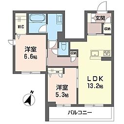 ブランパント 00201 2階2LDKの間取り