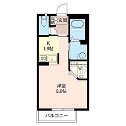 キャロット・ハウス2 1Kの間取図画像