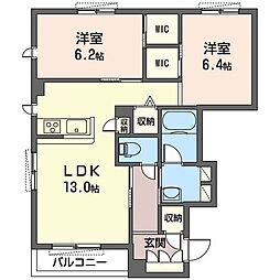 プランドール 2LDKの間取図画像