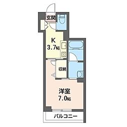 オルテンシア今泉 1Kの間取図画像