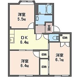 宮之上ハイツ 3DKの間取図画像
