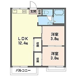 ハイツ村上 2LDKの間取図画像